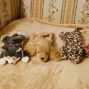 Ty Beanie Babies Nanook, Spunky, Freckles 1996, 1997